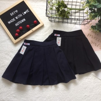 Chân váy học sinh xếp ly đen không quần- Size 7-15