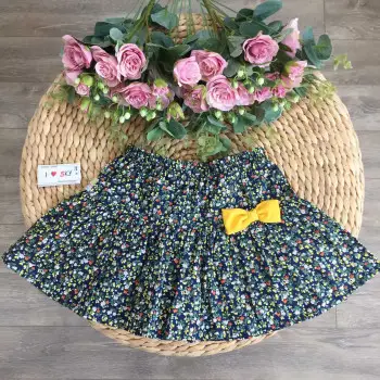Chân váy hoa thô xuân hè bé gái size 3- 10