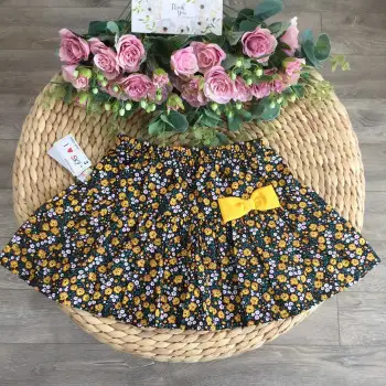 Chân váy hoa thô xuân hè bé gái size 3- 10