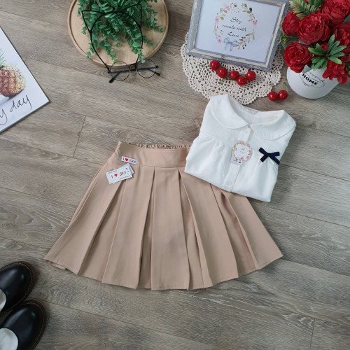 Chân váy học sinh xếp ly kèm quần cotton-kidsky-bán sỉ Chân váy học sinh xếp ly kèm quần cotton Chân váy học sinh xếp ly kèm quần cotton-