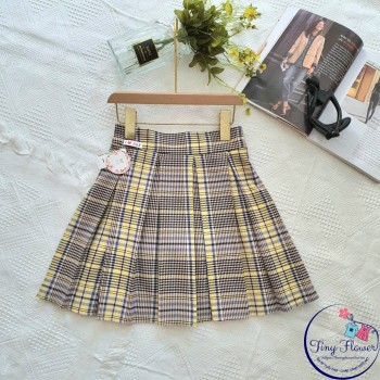 Chân váy kẻ xếp ly kèm quần cotton cho học sinh size 7-15