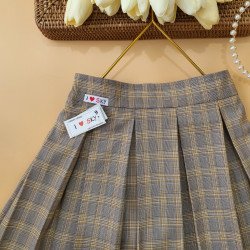 Chân váy kẻ xếp ly cho học sinh size 7 -15 - mầu kẻ nâu sáng