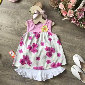 Áo hoa lanh sát nách bé gái- A56135-4