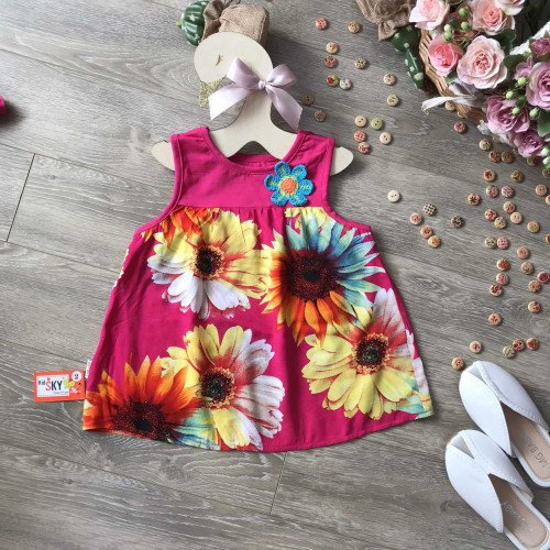 Áo sát nách lanh hoa bé gái-A56135-3-kidsky-bán sỉ Áo sát nách lanh hoa bé gái-A56135-3 Áo sát nách lanh hoa bé gái-A56135-3-