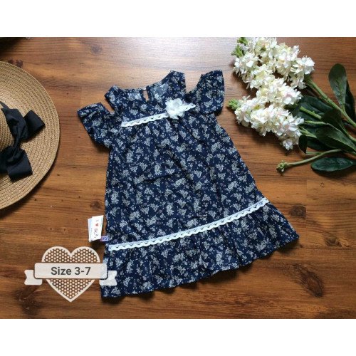 Váy thô tay trễ hoa ngực size 3-7-kidsky-bán sỉ Váy thô tay trễ hoa ngực size 3-7 Váy thô tay trễ hoa ngực size 3-7-