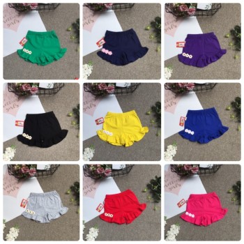 quần đùi cotton bèo gấu 3 hoa bé gái size 2-8