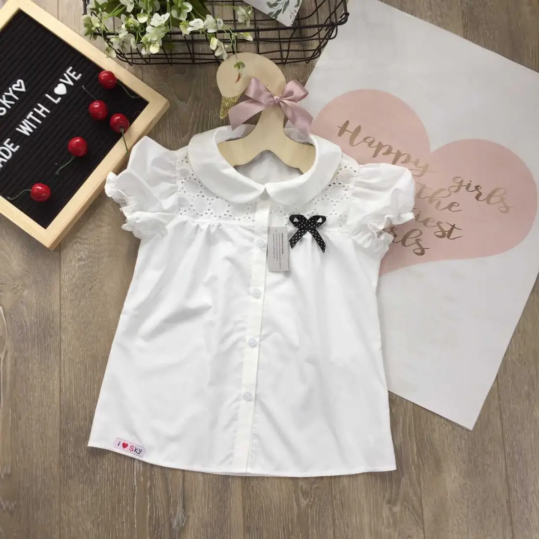 Áo sơ mi ren ngực tay búp-kidsky-bán sỉ Áo sơ mi ren ngực tay búp Áo sơ mi ren ngực tay búp-