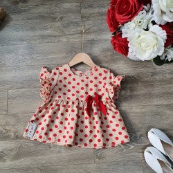 Áo chấm bi đũi hoa tay loe size 2-6  - AV50305