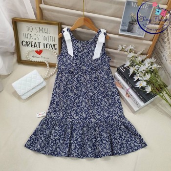  Váy hoa maxi trẻ em nơ vai size 7-10