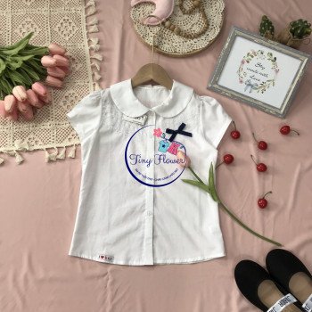 Áo sơ mi cộc tay trắng cho học sinh tiểu học 