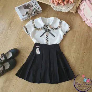Áo sơ mi cộc tay cổ sen bèo - size 7-11
